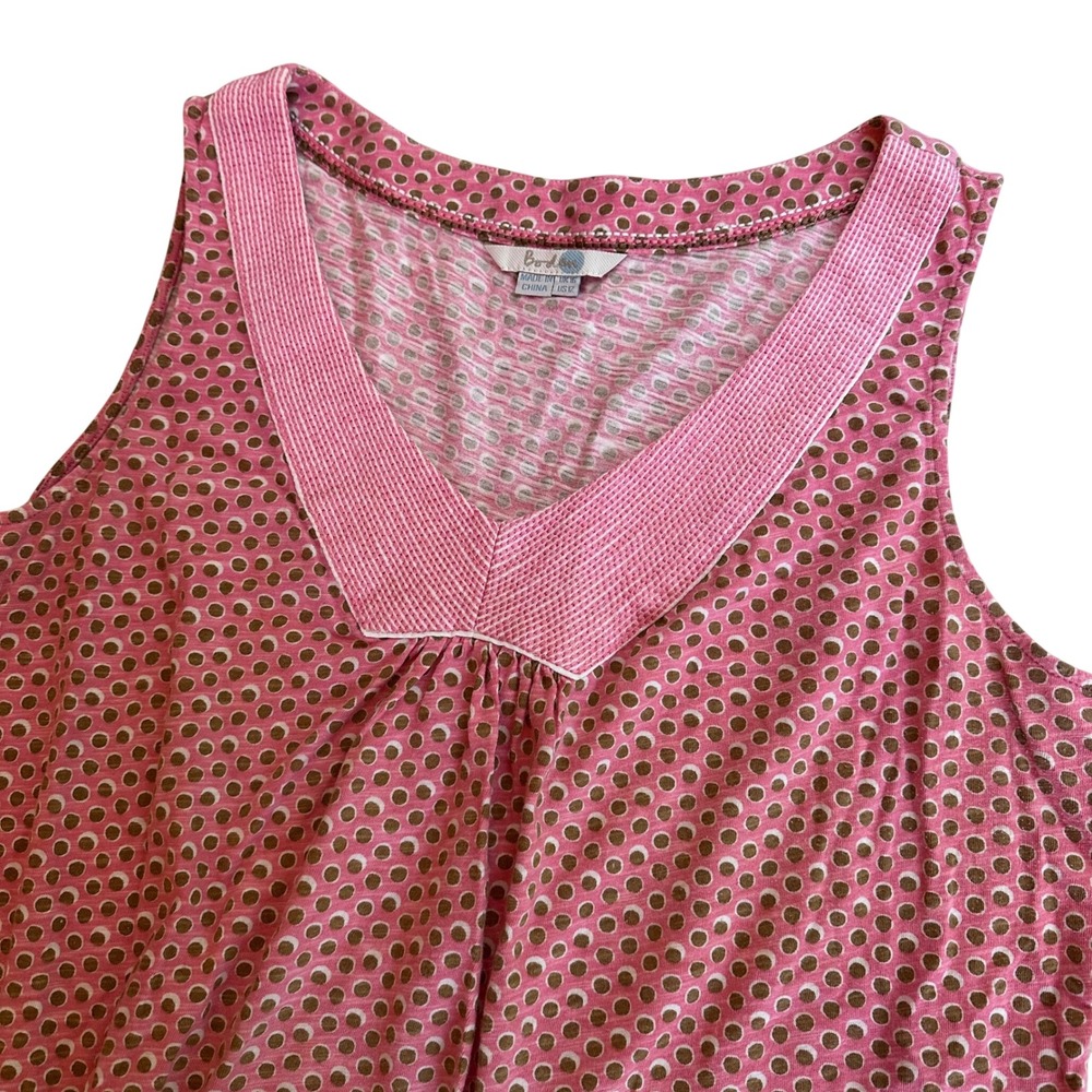 Boden Pink Brown Polka Dot‎ V-Neck Sleeveless Cotton Top Large XL US Size 12